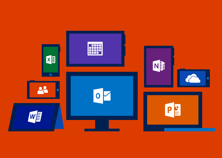 Image Shows A Number of Devices Running Office Applications Illustrating the benefit of when you Move Your Business Email To Office 365