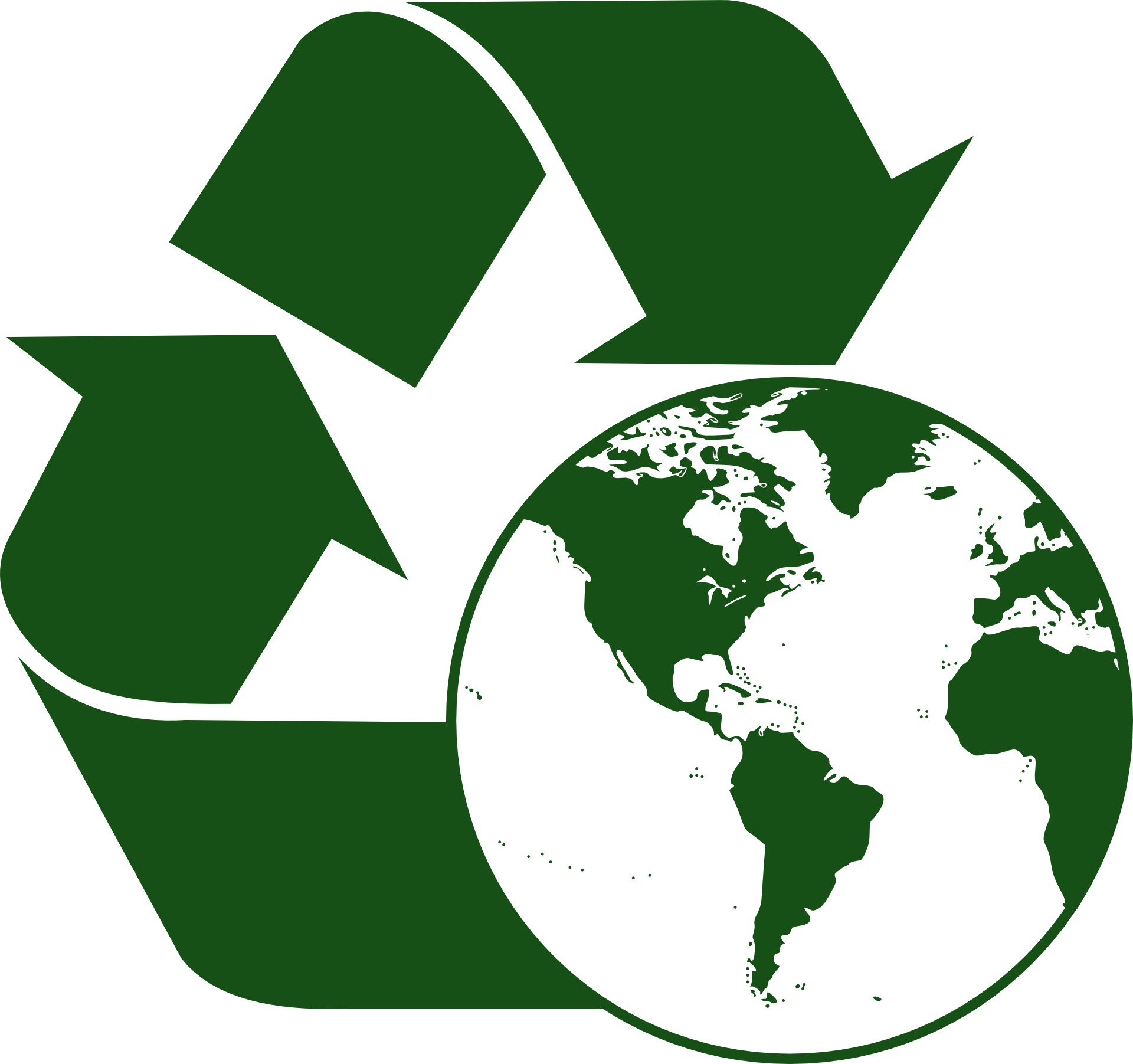 An image of the three pronged recycling arrows with a green globe representing that Alliance computers engages in a free electronics recycling program